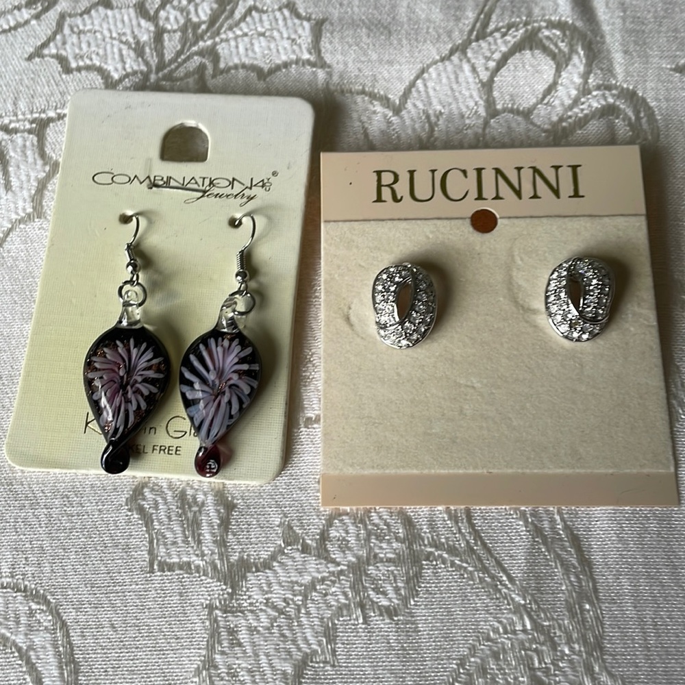 New On Original Cards Pierced Earrings Rucinni and Kunst in Glas Germany